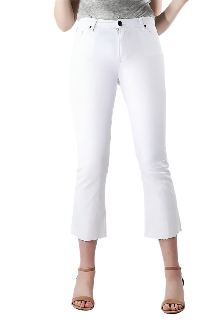 White cropped bootcut jeans