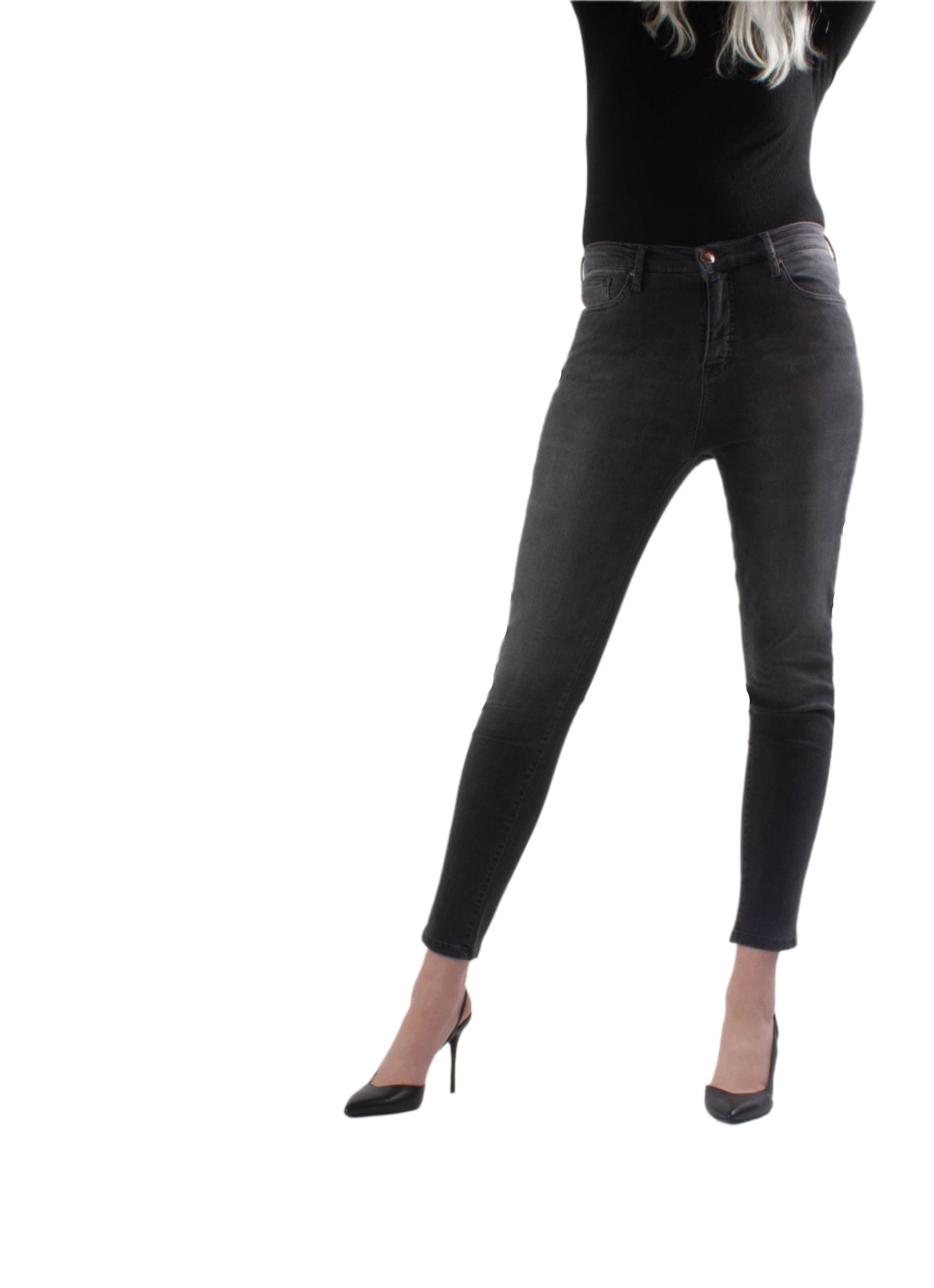 Faded black high waisted slim jean