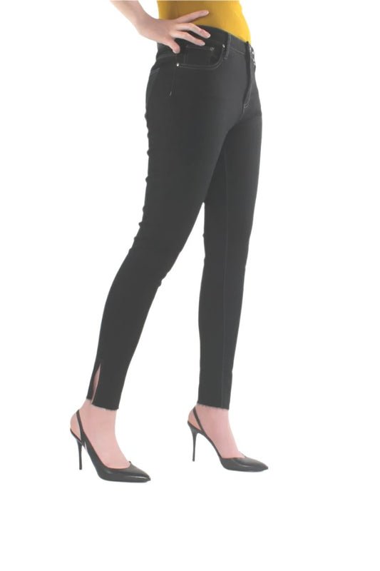 Black skinny jeans with ankle slits